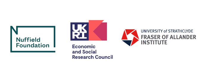 Nuffield Logo, Economic and Social Research Council Logo and Fraser of Allander logo